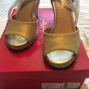 Lilly Pulitzer Alyssa Wedge Gold Metallic